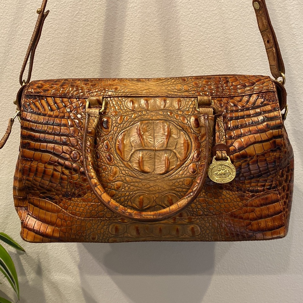 Brahmin satchel crossbody embossed croc handbag